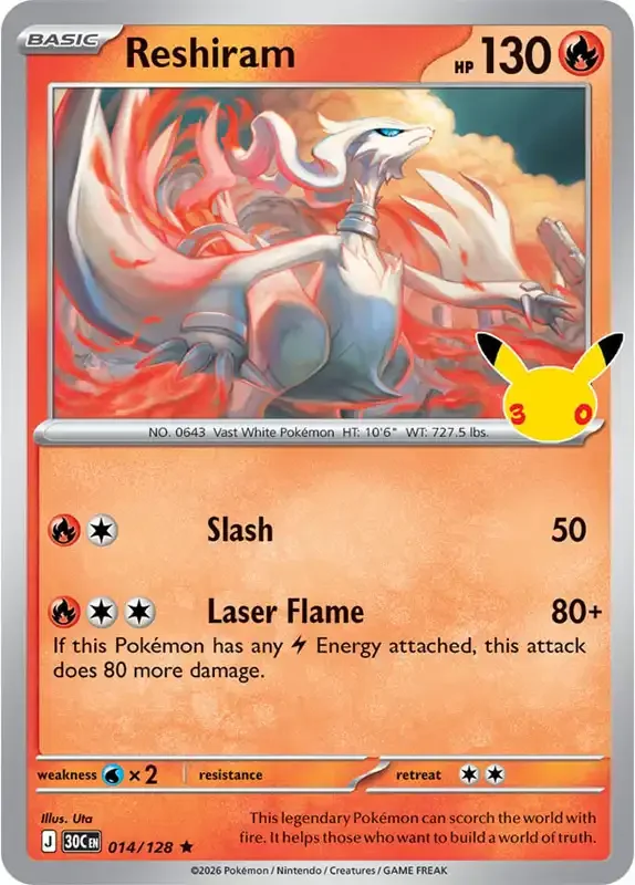 30 Jahre Kartenliste - Reshiram 014/128
