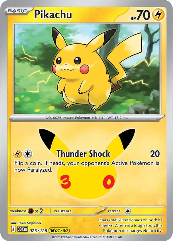 30 Jahre Kartenliste - Pikachu 023/128