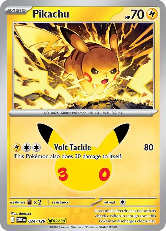 30 Jahre Kartenliste - Pikachu 024/128