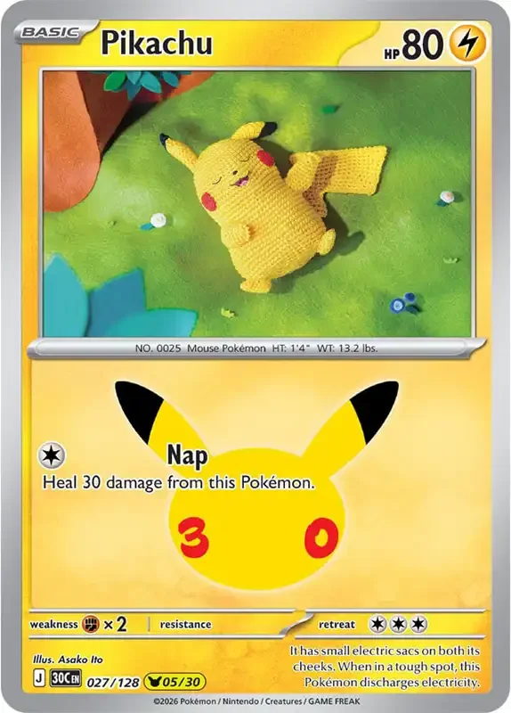 30 Jahre Kartenliste - Pikachu 027/128