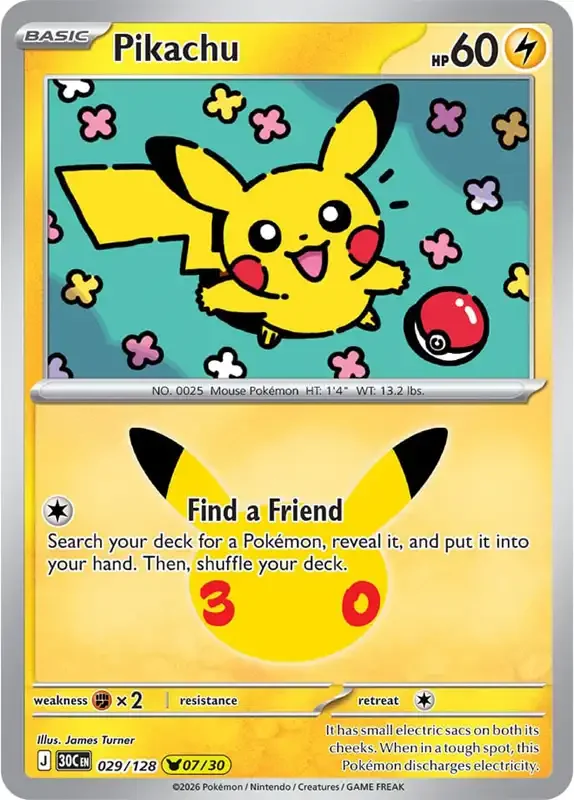 30 Jahre Kartenliste - Pikachu 029/128