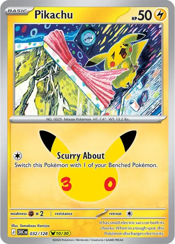 30 Jahre Kartenliste - Pikachu 032/128