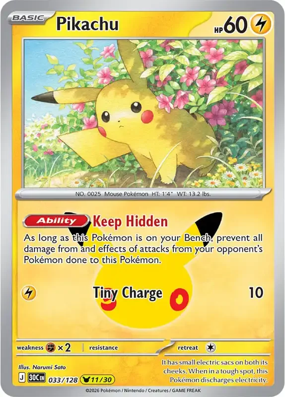 30 Jahre Kartenliste - Pikachu 033/128
