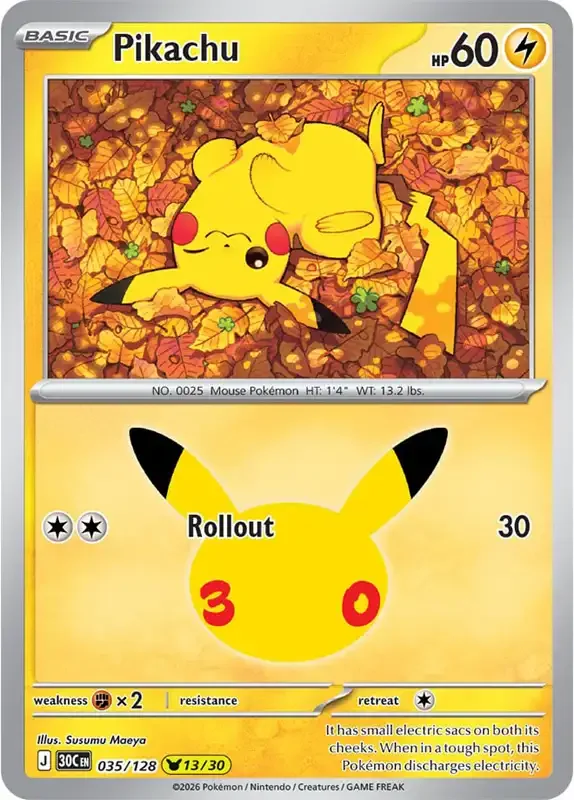 30 Jahre Kartenliste - Pikachu 035/128