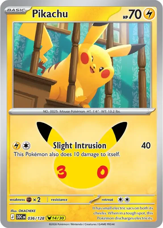 30 Jahre Kartenliste - Pikachu 036/128