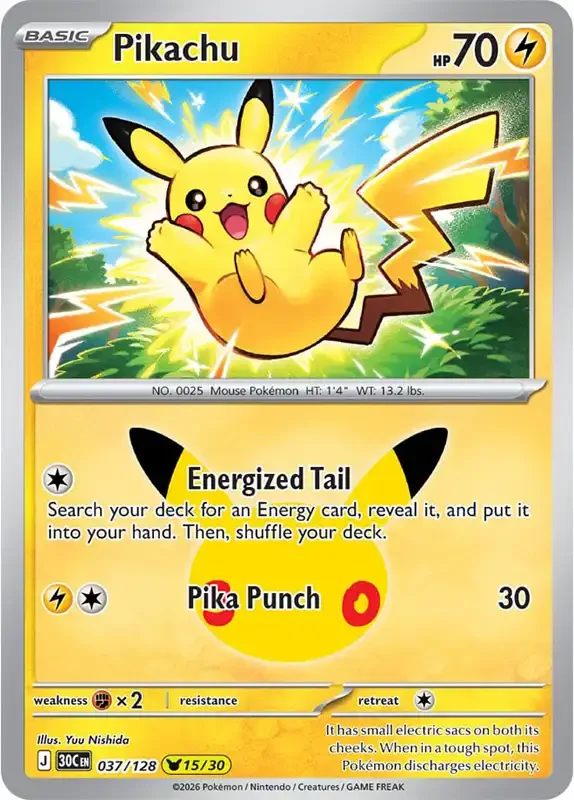 30 Jahre Kartenliste - Pikachu 037/128