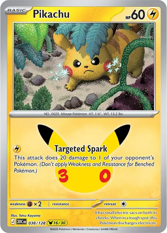 30 Jahre Kartenliste - Pikachu 038/128