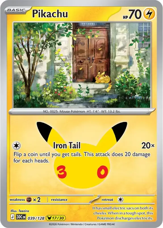 30 Jahre Kartenliste - Pikachu 039/128