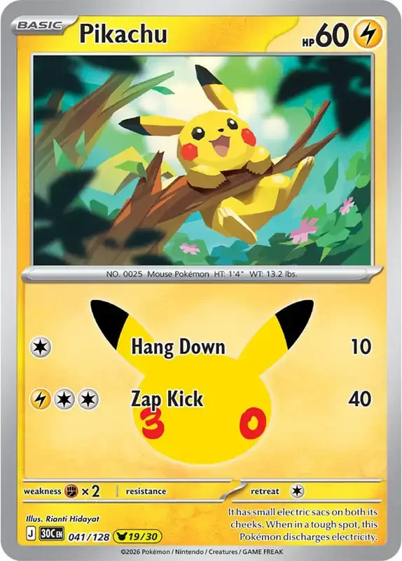30 Jahre Kartenliste - Pikachu 041/128
