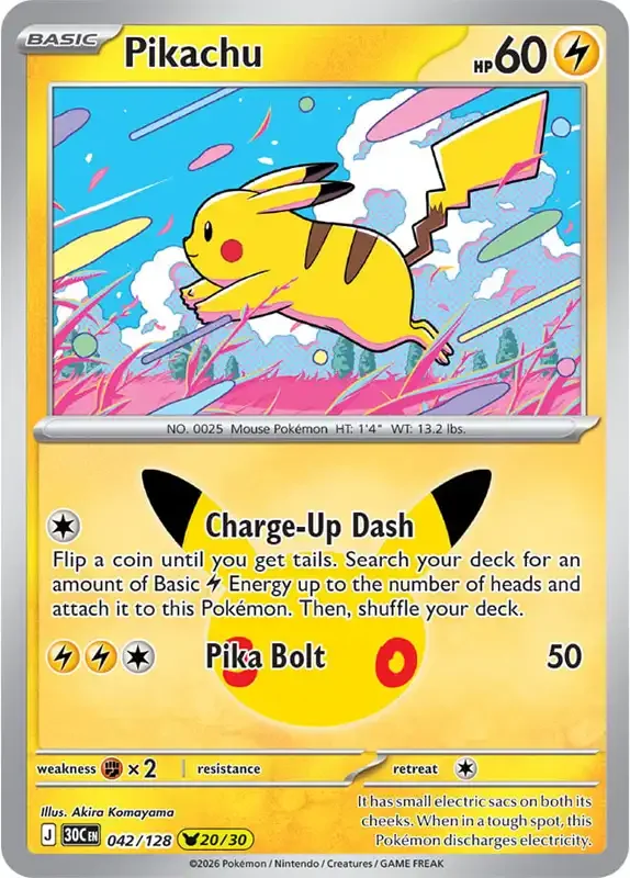 30 Jahre Kartenliste - Pikachu 042/128