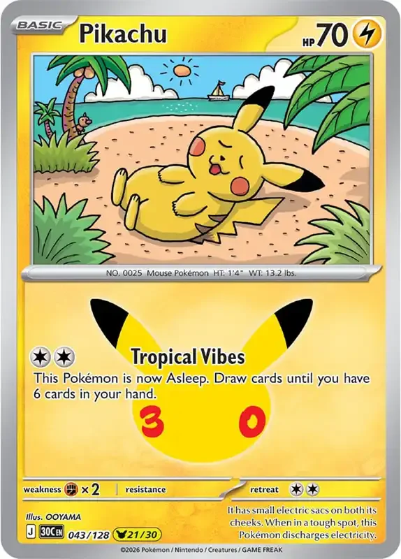 30 Jahre Kartenliste - Pikachu 043/128