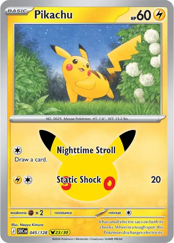 30 Jahre Kartenliste - Pikachu 045/128