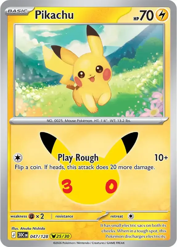 30 Jahre Kartenliste - Pikachu 047/128