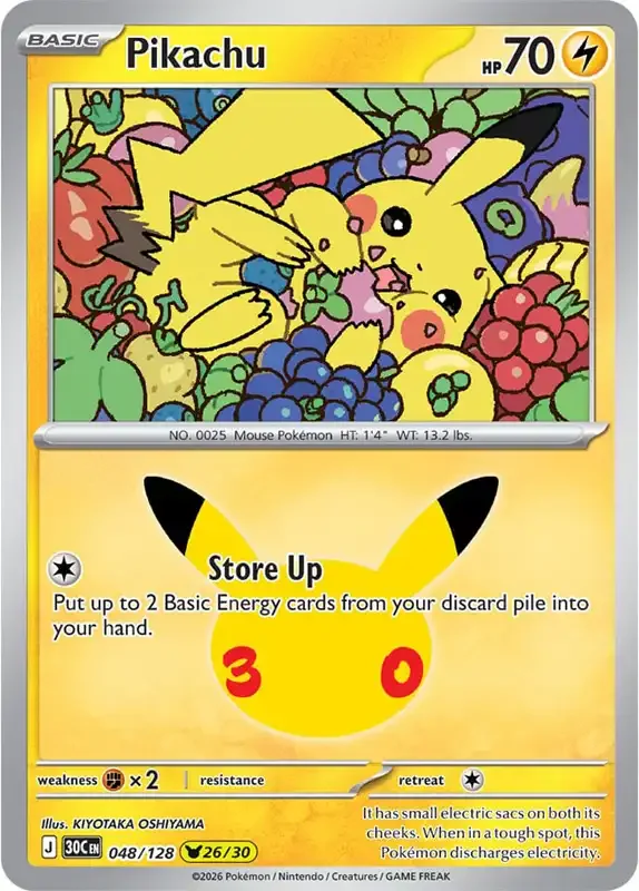 30 Jahre Kartenliste - Pikachu 048/128