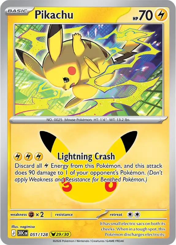 30 Jahre Kartenliste - Pikachu 051/128