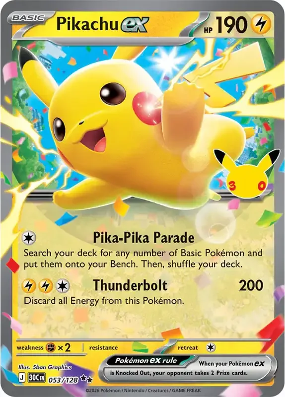30 Jahre Kartenliste - Pikachu-ex 053/128