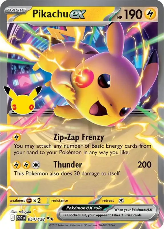 30 Jahre Kartenliste - Pikachu-ex 054/128
