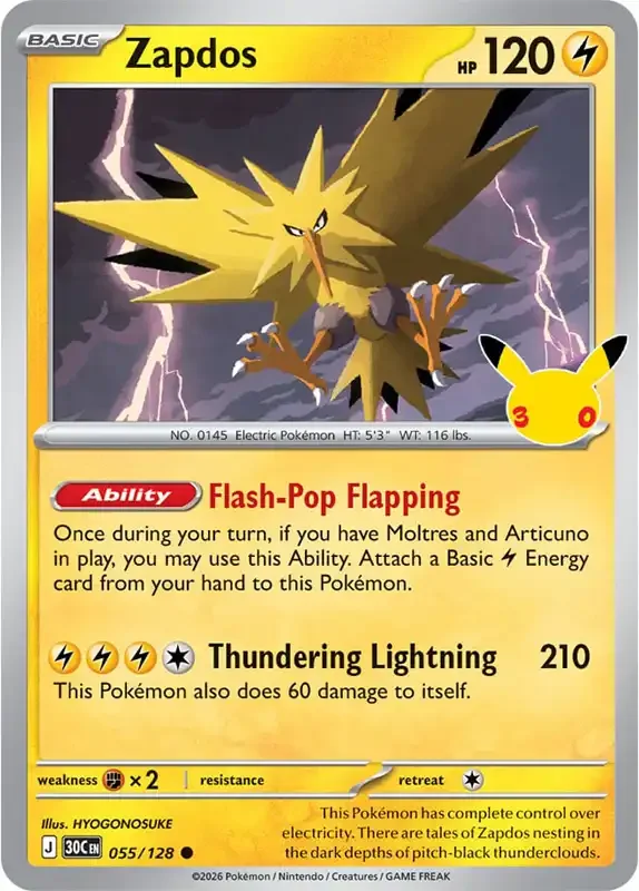 30 Jahre Kartenliste - Zapdos 055/128
