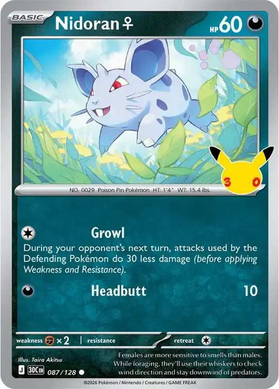 30 Jahre Kartenliste - Nidoran♀ 087/128
