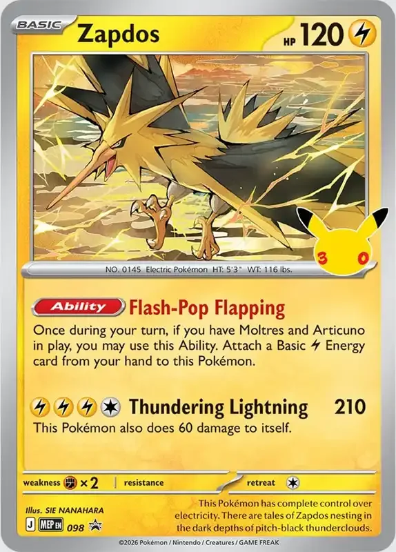 30 Jahre Kartenliste - Zapdos MEP EN 098 aus Poster Collection