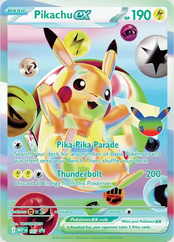 30 Jahre Kartenliste - Pikachu EX MEP 107 aus Ultra Premium Collection