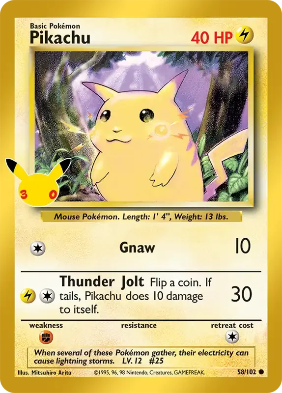 30 Jahre Kartenliste - Pikachu 58/102