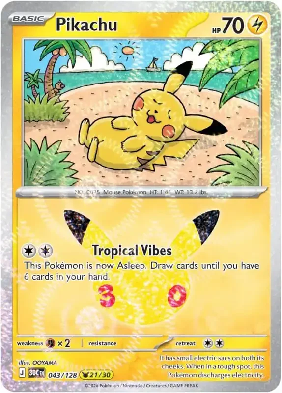 30 Jahre Kartenliste Pikachu 037/103