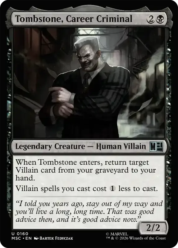 Marvel Super Heroes Set List - Tombstone, Career Criminal