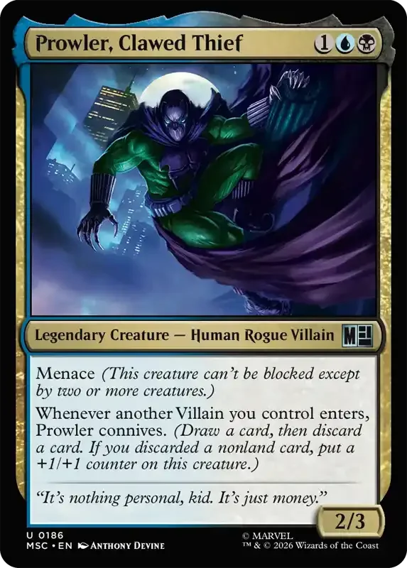 Marvel Super Heroes Set List - Prowler, Clawed Thief