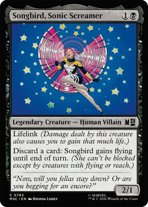 Marvel Super Heroes Set List - Songbird, Sonic Screamer