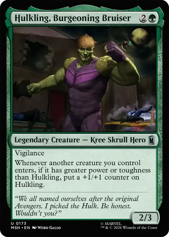 Marvel Super Heroes Set List - Hulkling, Burgeoning Bruiser