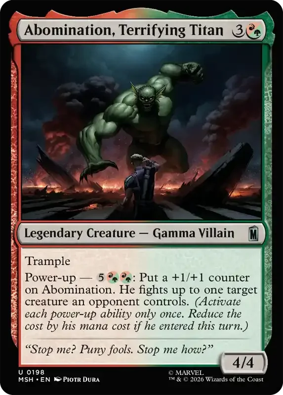 Marvel Super Heroes Set List - Abomination, Terrifying Titan