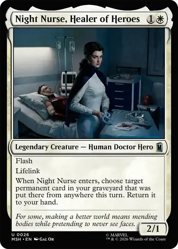 Marvel Super Heroes Set List - Night Nurse, Healer of Heroes
