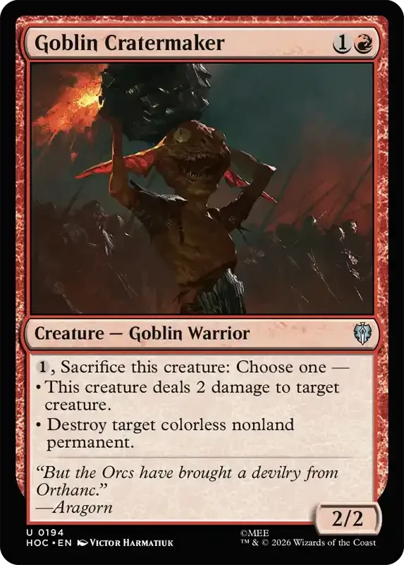 MTG Hobbit Set List - Goblin Cratermaker