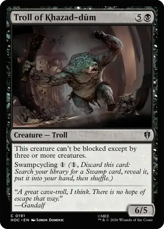 MTG Hobbit Set List - Troll of Khazad-dûm
