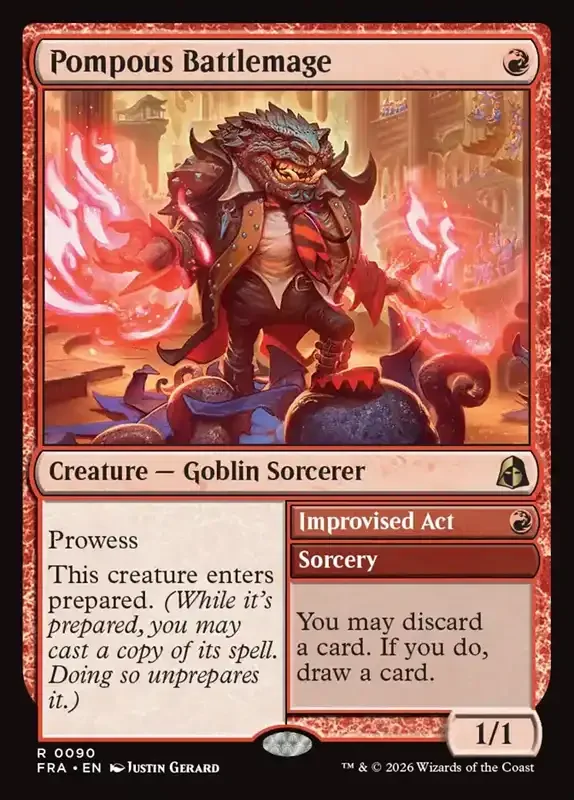 MTG Reality Fracture Card List - Pompous Battlemage // Improvised Act #90