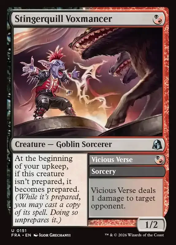 MTG Reality Fracture Card List - Stingerquill Voxmancer // Vicious Verse #151