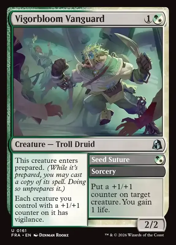 MTG Reality Fracture Card List - Vigorbloom Vanguard // Seed Suture #161
