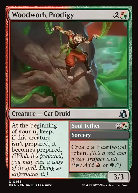 MTG Reality Fracture Card List - Woodwork Prodigy // Soul Tether #165