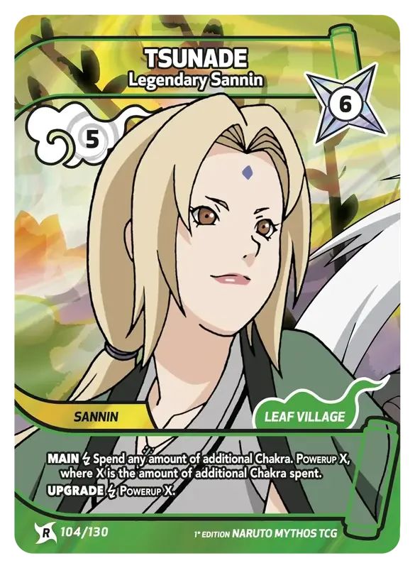 Naruto Konoha Shido Card List - Tsunade 104/130 Rare