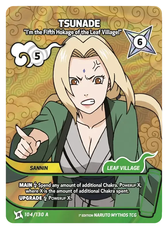 Naruto Konoha Shido Card List - Tsunade 104/130 Rare Art