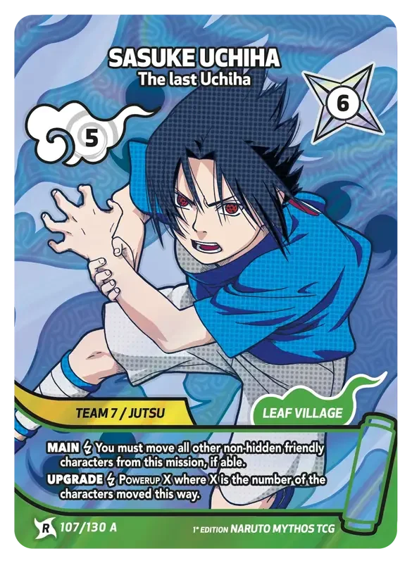 Naruto Konoha Shido Card List - Sasuke Uchiha 107/130 Rare Art