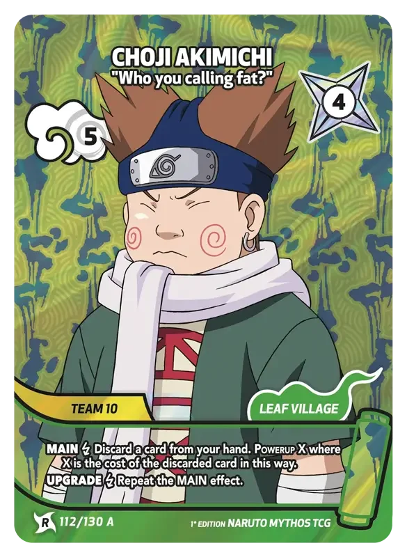 Naruto Konoha Shido Card List - Choji Akimichi 112/130 Rare Art