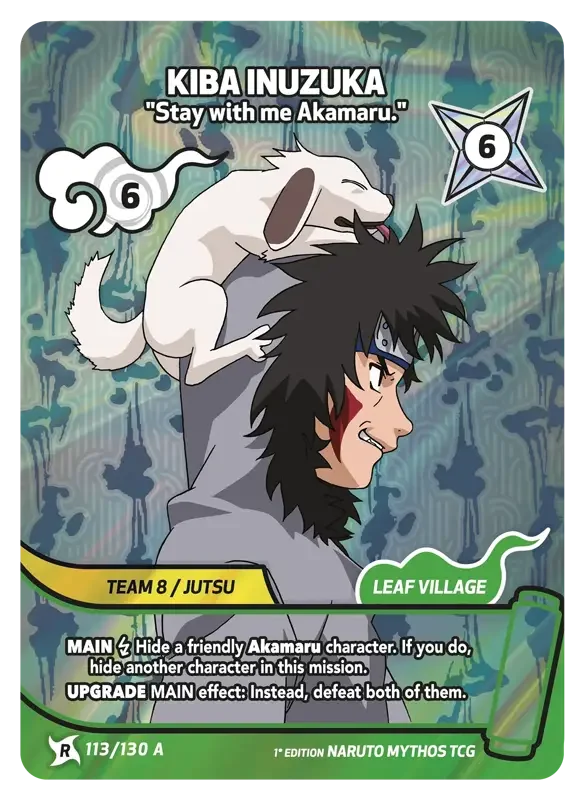 Naruto Konoha Shido Card List - Kiba Inuzuka 113/130 Rare Art