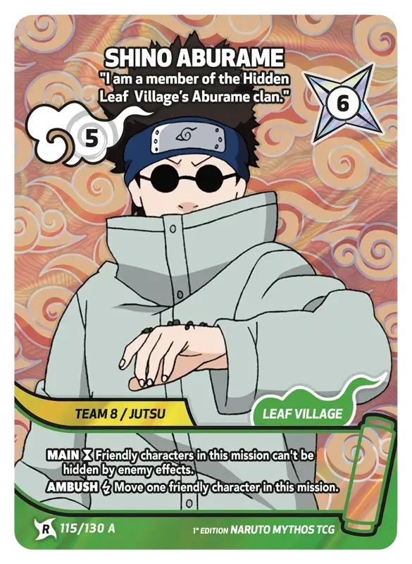 Naruto Konoha Shido Card List - Shino Aburame 115/130 Rare Art
