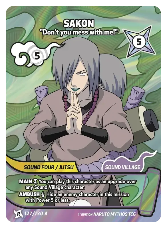 Naruto Konoha Shido Card List - Sakon 127/130 Rare Art