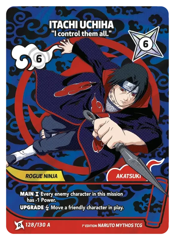 Naruto Konoha Shido Card List - Itachi Uchiha 128/130 Rare Art