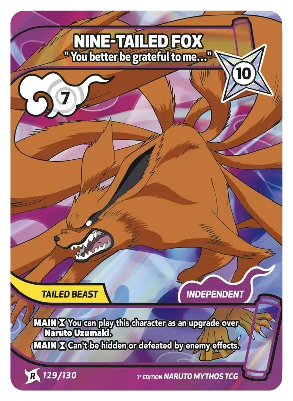 Naruto Konoha Shido Card List - Nine-Tailed Fox 129/130 Rare