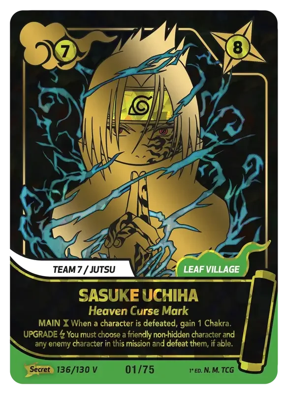 Naruto Konoha Shido Card List - Sasuke Uchiha 136/130 Secret Variant