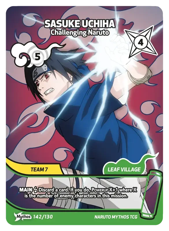 Naruto Konoha Shido Card List - Sasuke Uchiha 142/130 Mythos